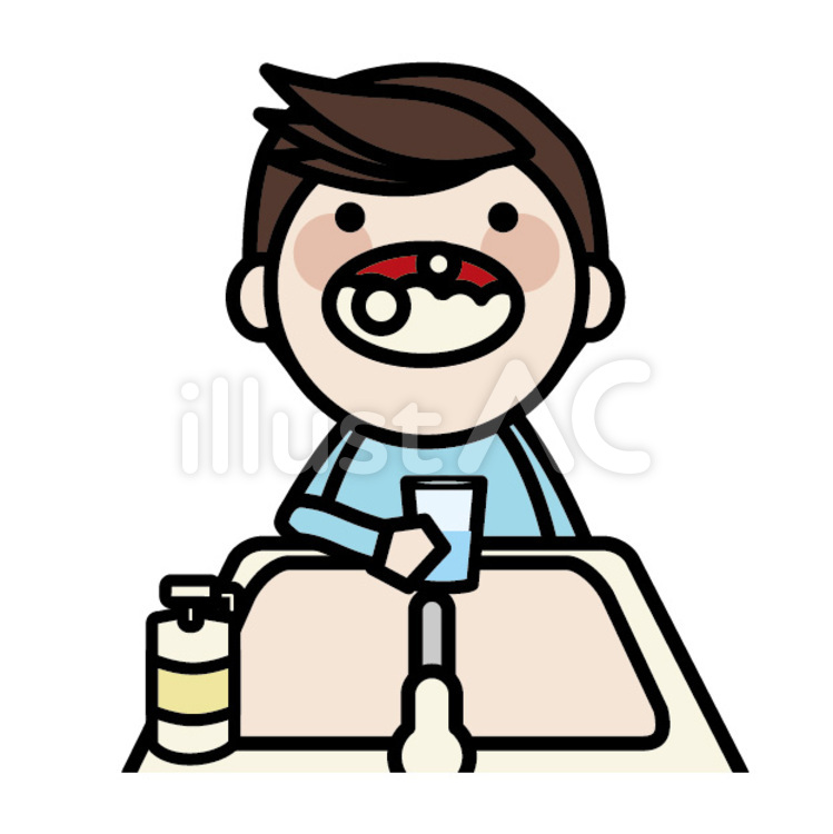 うがい 男の子,こども,うがいのイラスト素材