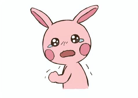 泣きべそをかくウサギ ウサギ,泣きべそ,悲しい,涙,うるうる,目,ピンク,動物,生き物,かわいいのイラスト素材