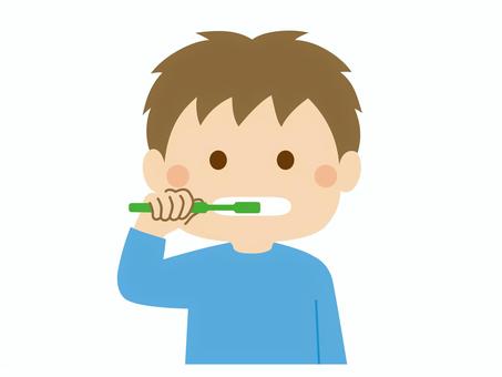 歯磨き_パームグリップ こども,歯磨き,ハミガキ,持ち方,パームグリップ,磨き方,横磨き,歯ブラシ,男の子,男児のイラスト素材