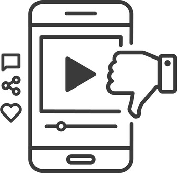 ショート動画・低評価アイコン ショート動画,低評価,sns,動画,スマートフォン,コンテンツ,不満,web,シェア,コメントのイラスト素材