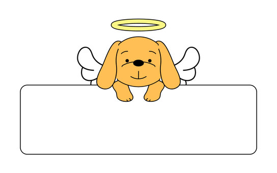 天使の犬のフレーム 犬,ペット,ミニチュアダックスフンド,ビーグル,ゴールデンレトリバー,垂れ耳,顔,手,足,笑顔のイラスト素材