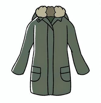 モッズコート 手描き,冬,コート,カーキ,モッズコート,モッズパーカー,冬コート,アウター,フード付きコート,ミリタリーコートのイラスト素材