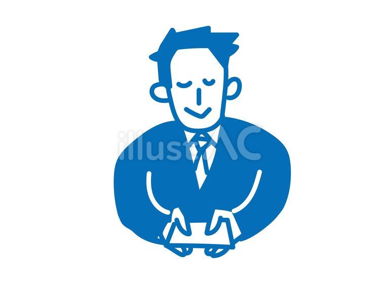 名刺を差し出すビジネスマンのゆるイラスト ビジネスマン,新社会人,新人のイラスト素材
