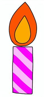ピンク色のキャンドル キャンドル,誕生日,バースデー,お祝い,サプライズ,火,手書きのイラスト素材
