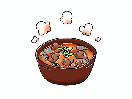 もつ煮 もつ煮,もつ煮込み,グルメ,食品,食べ物,ホルモン,こんにゃく,煮込み,ホカホカ,手書き風のイラスト素材