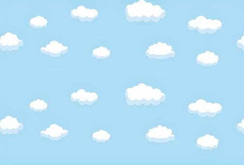 青空に浮かぶ雲のパターンカード 雲,空,パターン,はがき,デフォルメ,青空,水色のイラスト素材