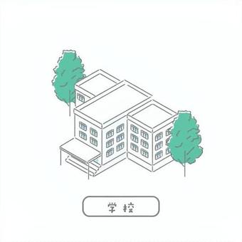 通学／先生のためのイラスト 校舎,学校,建物,大学,専門学校,高校,通学のイラスト素材