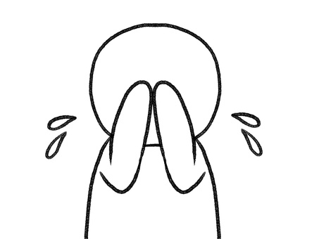 しくしく泣く棒人間線画 棒人間,泣く,涙,人物,手描き,落書き,表情,黒,シンプル,素材のイラスト素材