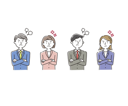 会社員の男女_怒る 会社員,社員,ビジネスマン,ビジネスウーマン,男性,女性,新入社員,派遣社員,仕事,ビジネスのイラスト素材