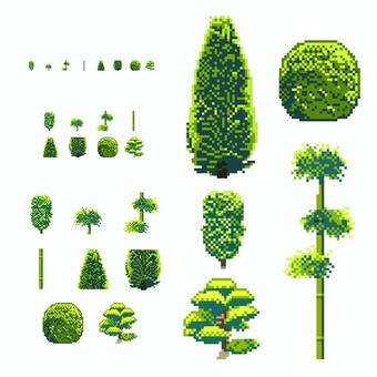 木のドット絵　素材セット２ ドット絵,素材,ドット,絵,ゲーム用,32px,64px,png,アイコン,木のイラスト素材