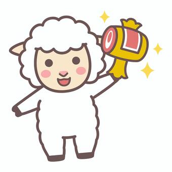 打ち出の小槌を持ったひつじのイラスト 羊,ひつじ,未年,打ち出の小槌,小槌,縁起物,干支,動物,金運,開運のイラスト素材