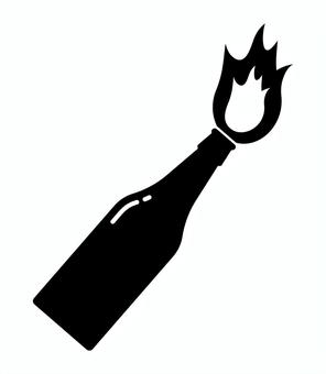 火炎瓶のシルエット 火炎瓶,焼夷弾,瓶,火,炎,燃える,兵器,攻撃,シルエット,物のイラスト素材