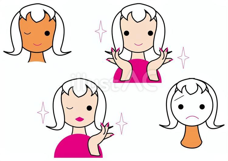 ファンデのぬり成功例、白浮き失敗例 キラキラ,星,メイクのイラスト素材