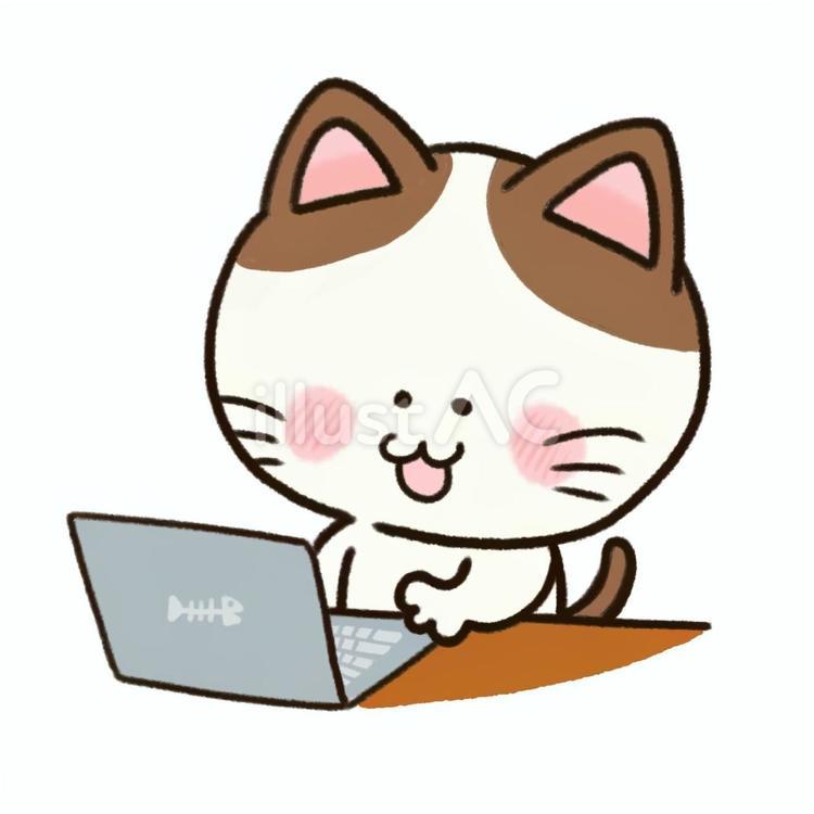 パソコンをいじる猫イラスト - No: 26900588｜無料イラスト・フリー素材なら「イラストAC」