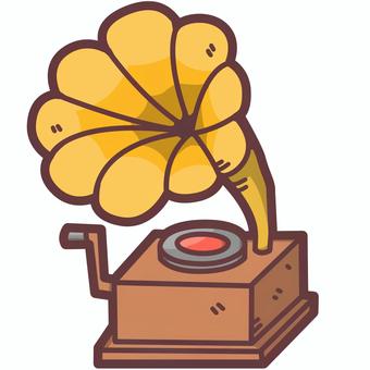 蓄音機のかわいいデフォルメイラスト 蓄音機,レコード,音楽,ターンテーブル,クランク,振動,音声,音響,収集品,アナログのイラスト素材