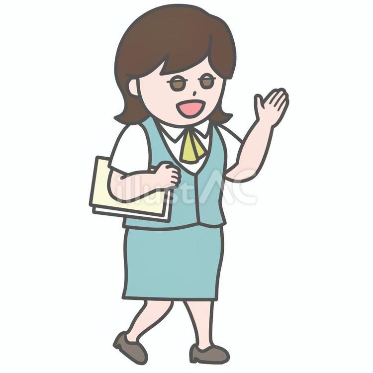 書類を持って案内する女性事務員 事務員,女性,制服のイラスト素材