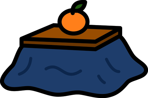 ネイビーのこたつです。 こたつ,シンプル,和室,冬,暖房器具,みかん,ふとん,ぽかぽか,インテリア,家電のイラスト素材