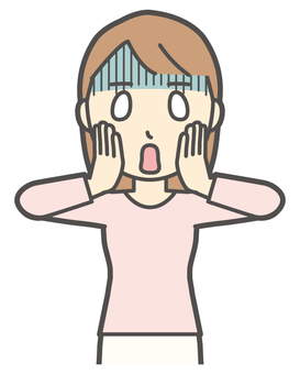  ロングヘア女性-414-バスト 慌てる,女性,女の子,人物,かわいい,困った,トラブル,問題,失敗,心配のイラスト素材