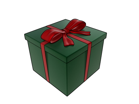 緑色のギフトボックス プレゼント,リボン,プレゼントボックス,贈り物,立方体,梱包,包装,ギフトボックス,箱,クリスマスのイラスト素材
