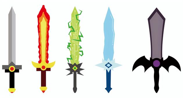 ゲームのかっこいい剣 勇者の剣,剣,ソード,炎,火,電気,雷,氷,闇,ファイヤーのイラスト素材