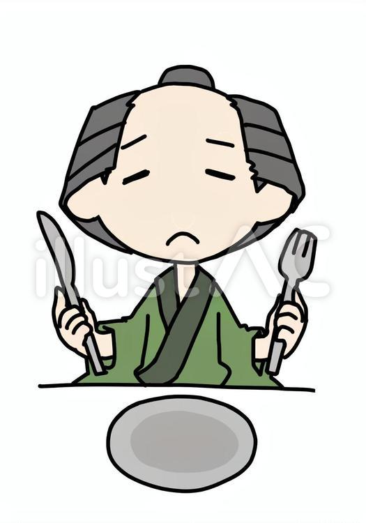 しょんぼり食事する町民 食事,町民,男性のイラスト素材
