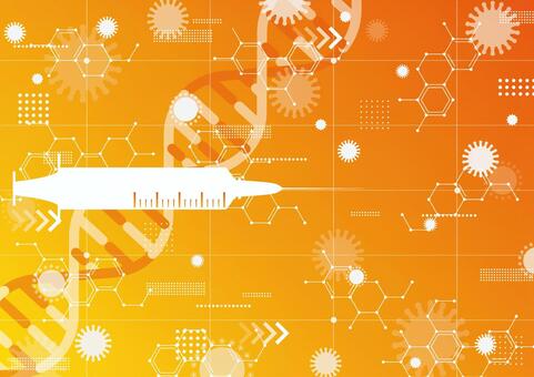 ワクチンと医療イメージの明るい背景素材 医療,注射器,ワクチン,dna,ウイルス,バクテリア,化学,構造式,幾何学,ラインのイラスト素材
