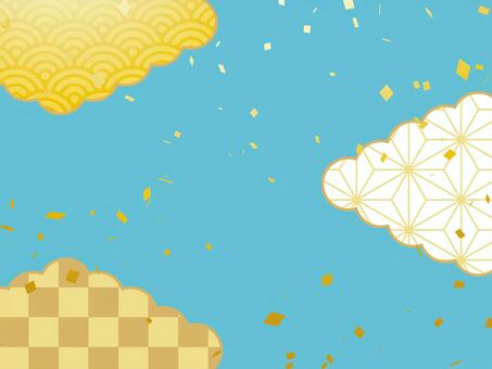 正月和風フレーム年賀状 年賀状,和柄,和風,正月,可愛い,美しい,ベクター,紙吹雪,パーティー,お祝いのイラスト素材