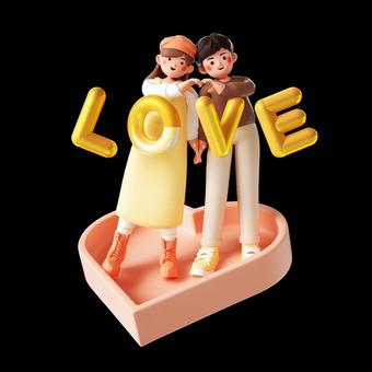 3 d レンダリング バレンタイン カップル イラスト