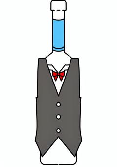 蝶ネクタイとベストのボトルカバー　カラー 蝶ネクタイ,ボトルカバー,ベスト,正面,カラーのイラスト素材