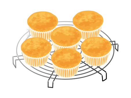 焼きたてのカップケーキ2 焼きたてのカップケーキ2 カップケーキ,焼きたて,お菓子作り,料理,食べ物,ケーキクーラー,天板のイラスト素材