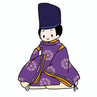 狩衣で座る男性 狩衣,略装,平安時代,光源氏,源氏物語,紀貫之,在原業平,藤原道長,菅原道真,貴族のイラスト素材