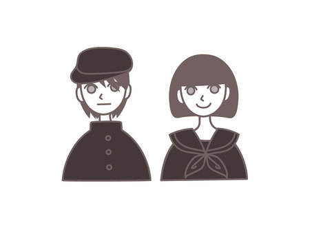 学生服を着た男女 学生服を着た男女 中学生,男女,男の子のイラスト素材