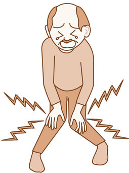 膝痛（老人） 老人男性,膝痛,関節痛,私服,モノトーン,涙目のイラスト素材