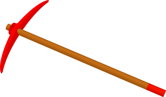 つるはし 工具,刃物,つるはし,ピッケル,赤色,蛍光色,3dcg,立体,デフォルメ,背景透過のイラスト素材