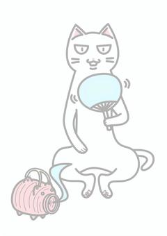 A white cat fanning itself next to a mosquito-eating pig, JPG and PNG A white cat fanning itself next to a mosquito-eating pig, cat, mosquito pig, mosquito, JPG and PNG