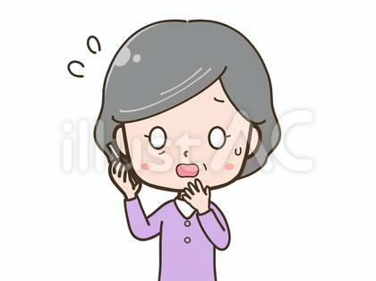 スマホで話しながら慌てるシニア女性
