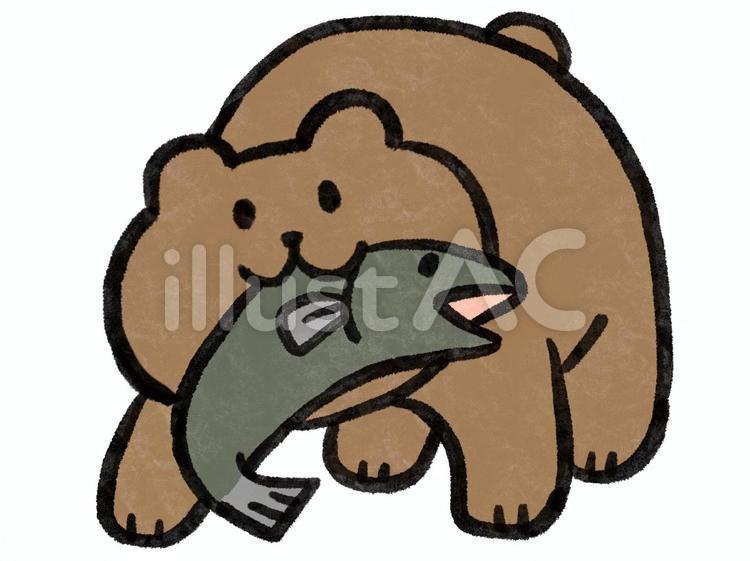 鮭と熊 鮭,熊,木彫りのイラスト素材