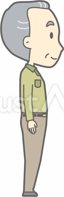 老人男性d 立つ右横 全身イラスト No 47 無料イラストなら イラストac