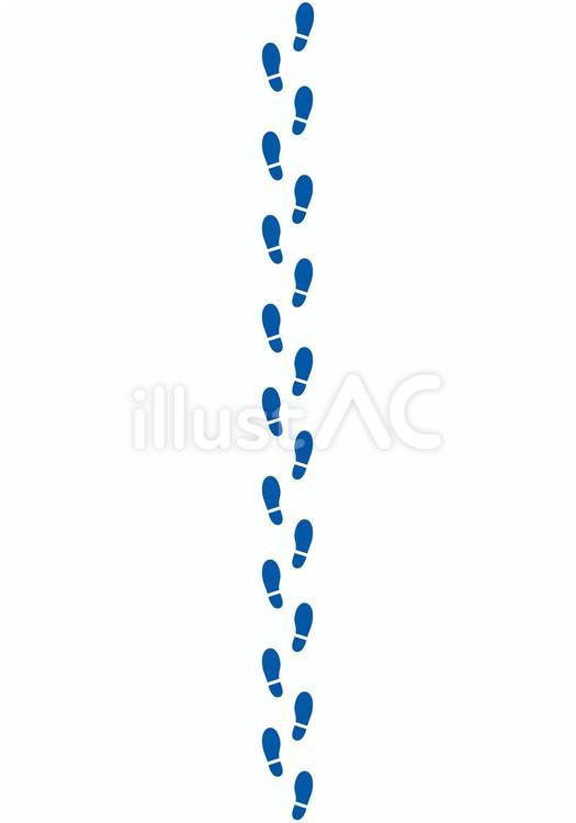 シンプルな足あとの軌跡イラスト直線青色 足跡,足あと,人のイラスト素材