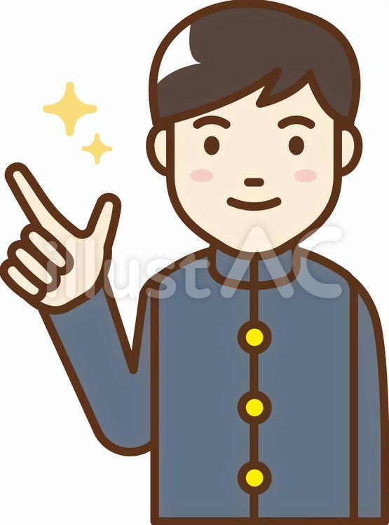 指を指す男子学生のシンプルなイラスト 学生,男,指のイラスト素材