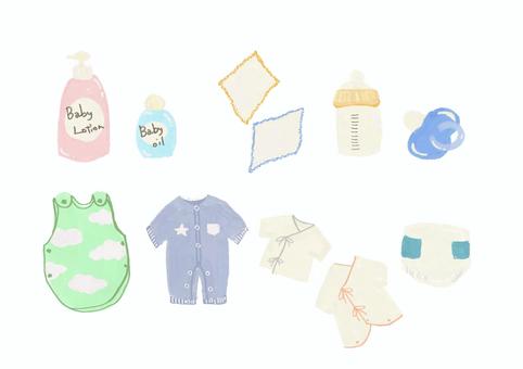 ベビーグッズ 赤ちゃん,新生児,出産,出産準備品,育児,子育て,衣料品のイラスト素材