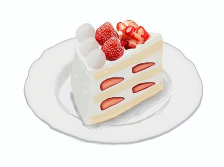 ショートケーキE（皿付き） ケーキ,ショートケーキ,スイーツ,洋菓子,洋生菓子,苺,いちご,イチゴ,ストロベリー,クリームのイラスト素材