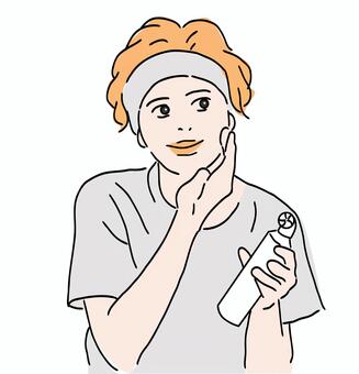 洗顔をする男性 美容,男性,洗顔,スプレー,ヘアバンドのイラスト素材