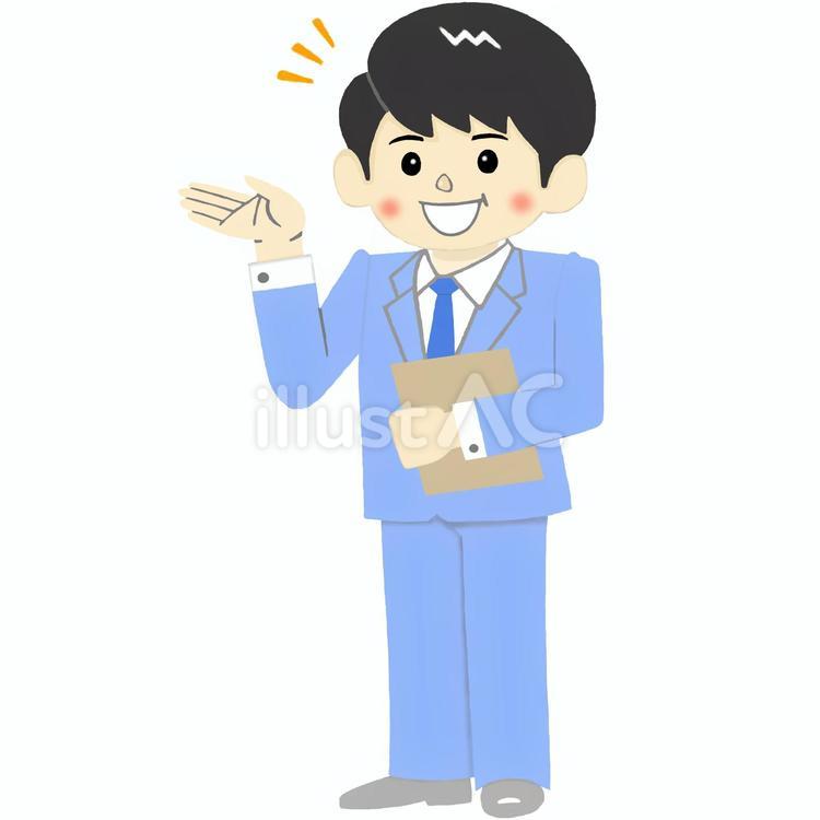 こちらでございますと笑顔のビジネスマン ビジネス,ビジネスマン,ビジネスパーソンのイラスト素材