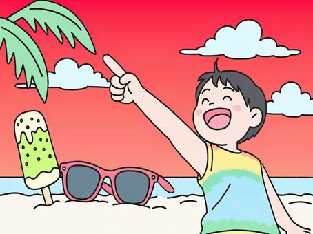 夕焼けの海 PNGは空が透過です