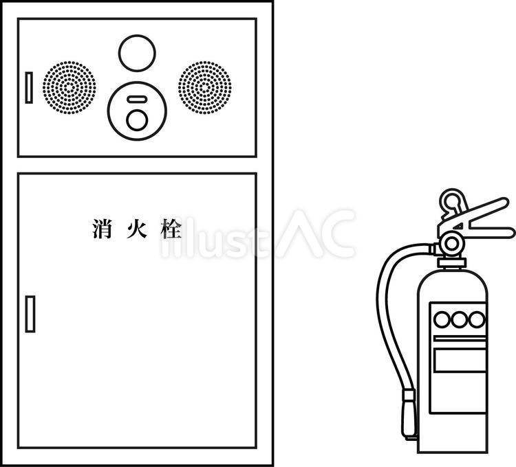 消火栓と消火器　ぬりえ 消火器,消火栓,火事のイラスト素材