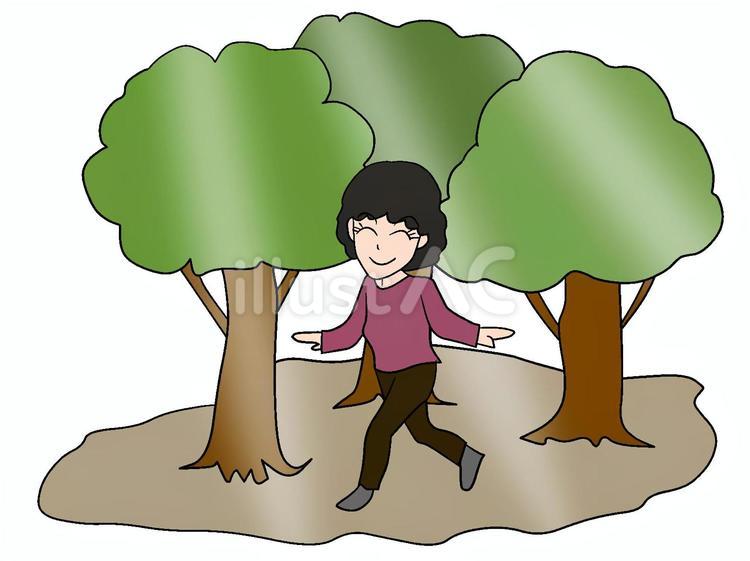 散歩 歩く,ぶらぶら,ウォーキングのイラスト素材