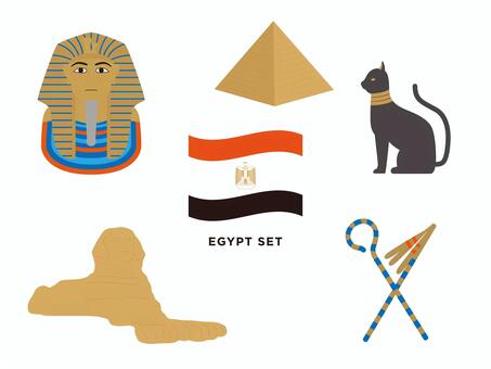 エジプト　イラストセット エジプト,スフィンクス,ターメイヤ,ファラオ,ピラミッド,ツタンカーメン,旅行,観光,海外,手書きのイラスト素材