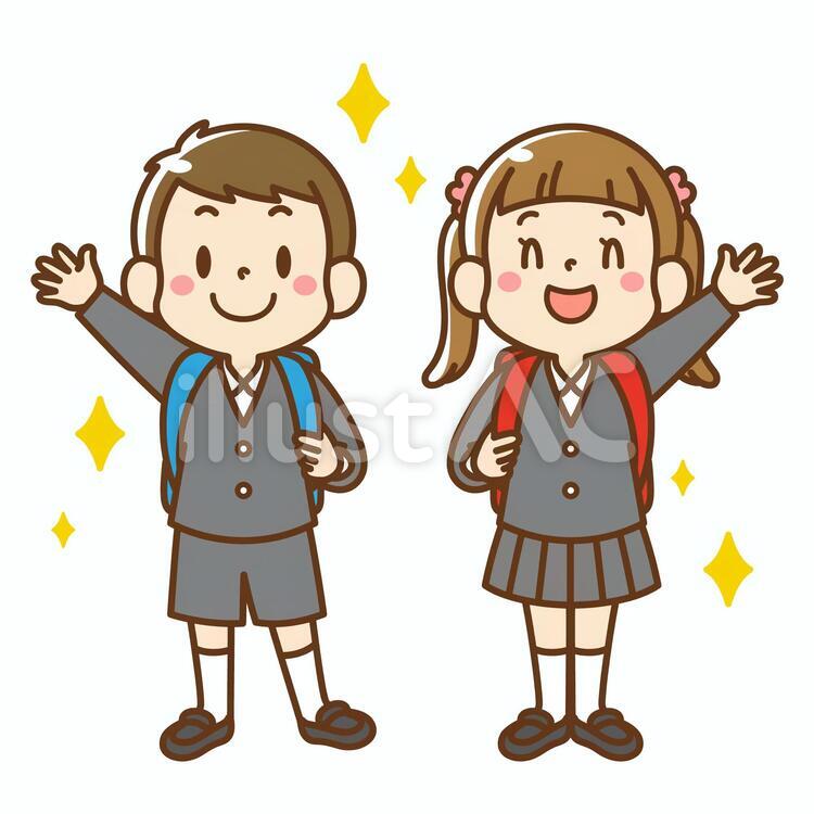 新一年生１ 入学式,小学校,一年生のイラスト素材