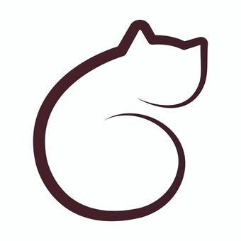 一筆書きのねこ 猫,一筆書き,シンプル,丸み,温かみのイラスト素材